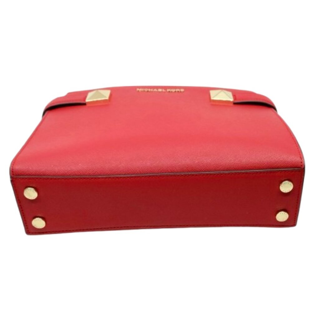 MICHAEL KORS~Karla East West~DOUBLE ZIP CROSSBODY SMALL SATCHEL RED LEATHER BAG - Picture 3 of 6